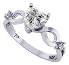 Anel Prata 925 Infinito Amor Coração - Zircônia