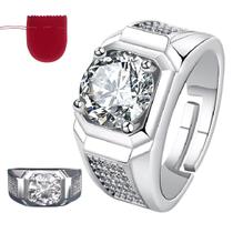 Anel Prata 925 Lapidação Moissanita E Zircônia Ajustável