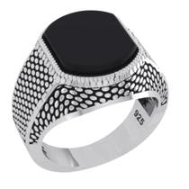Anel Prata 925 Masculino Black Onix- Tamanhos Exclusivos Anel Prata 925 Masculino Black Onix- Tamanhos Exclusivos