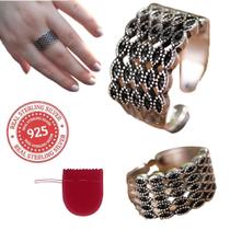 Anel Prata 925 Olho Grego Trabalhado Ajustável