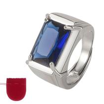 Anel Prata 925 Pedra ul Cor Topázio Regulável + Saco