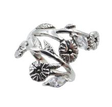 Anel Prata 925 Ramos de Flor com Marcassita