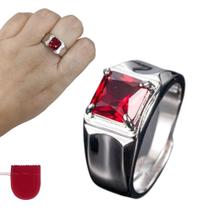 Anel Prata 925 Rubi Fusion Ajustável + Saco Veludo