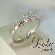 Anel prata 925 solitário com pedra oval