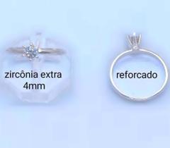 Anel Prata 925 Solitário Zircônia Extra 4mm Garantia