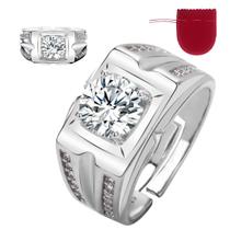 Anel Prata 925 Zircônia Ajustável+ Saco de Veludo+ Nfe