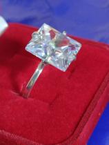 Anel Prata 950 aro 4mm Pedra Zircônia 15 mm Quadrada Temos Pedrea Vermelha