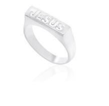 Anel Prata 950 De Lei - Jesus Topo 6 Mm X 1.50 Cm / Aro 4 Mm Prateado,8 a 36