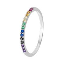 Anel Prata Aparador Link Rainbow com Zircônias Coloridas Anel Prata Aparador Link Rainbow com Zircônias Coloridas