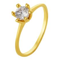 Anel Prata c/ Ouro 18K Solitário com Zircônia Branca 5.50mm