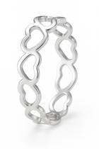 Anel Prata Coração Invertidos 5mm Moderno Feminino Luxo
