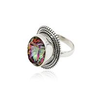 Anel Prata de Bali com Cristal Mistico Prata 925 Anel Prata de Bali com Cristal Mistico Prata 925