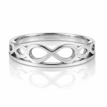 Anel Prata Infinito 5mm Feminino Joia Delicada Elegante Luxo Coroa Tradicional Anatomico Tungstenio