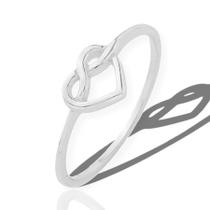 Anel Prata Legitima Infinito Amor Coração Minimalista