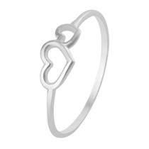 Anel Prata Link Dois Corações Vazados Anel Prata Link Dois Corações Vazados