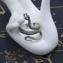 Anel Prateado Ajustável Cobra Snake Serpente Punk Rock