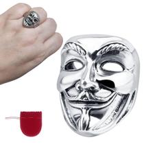 Anel Prateado Máscara V De Vingança Joker Regulável Anel Prateado Máscara V De Vingança Joker Regulável