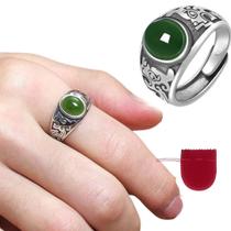 Anel Prateado Pedra Jade Fusion Regulável + Saquinho Veludo Anel Prateado Pedra Jade Fusion Regulável + Saquinho Veludo