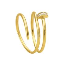 Anel Prego 3 Voltas com Zircônias em Ouro 18K - AU14491 Anel Prego 3 Voltas com Zircônias em Ouro 18K - AU14491