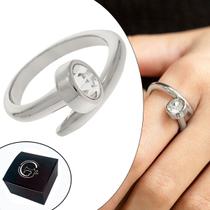 Anel Prego Paládio / Prata com Cristal e Abertura - Medida Interna 18mm (Aro 17) Anel Prego Paládio / Prata com Cristal e Abertura - Medida Interna 18mm (Aro 17)