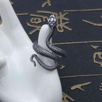Anel Preto Ajustável Cobra Snake Serpente Punk Rock