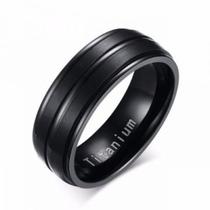 Anel Preto Masculino Feminino De Titânio 8mm