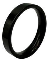 Anel Preto Titânio 4mm Unissex Reto Liso Aço Inoxidável 316l