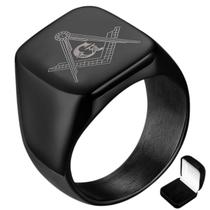 Anel Preto Titânio Maçom Maçônico