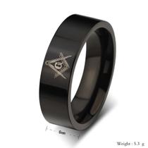 Anel Preto Titânio Maçom Maçônico Maçonaria 8mm