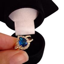 Anel Profissão Formatura Curso Pedra Safira (Azul) banho ouro