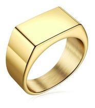 Anel Punk Liso Ouro 18K Masculino Vintage Dourado Luxo Homem