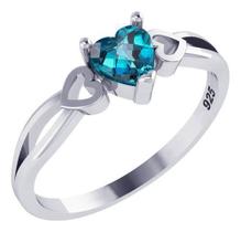 Anel Pura Prata 925 Eterno Coração Azul Topázio - Exclusivo Anel Pura Prata 925 Eterno Coração Azul Topázio - Exclusivo