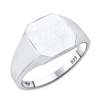 Anel Pura Prata 925 Masculino Retangular Sólido - Maciço Anel Pura Prata 925 Masculino Retangular Sólido - Maciço