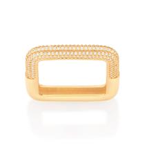 Anel quadrado 18k com zircônias BRANCO 513238 Rommanel Anel quadrado 18k com zircônias BRANCO 513238 Rommanel