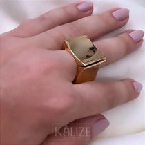 Anel Quadrado Ajustável/Regulavel - Banhado a Ouro 18k - Semijoia