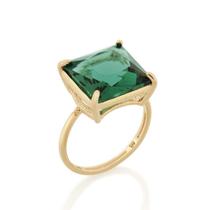 Anel quadrado banhado ouro 3x 24k 18k e 22k solitário feminino quadrado com pedra verde rommanel cristal 512792 Anel quadrado banhado ouro 3x 24k 18k e 22k solitário feminino quadrado com pedra verde rommanel cristal 512792