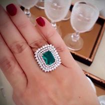 Anel Quadrado Cravejado Turmalina Anel Quadrado Cravejado Turmalina