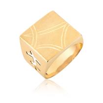 anel quadrado feminino grande ouro puro 18k A147