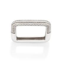 Anel quadrado folheado a platina com zircônias Anel quadrado folheado a platina com zircônias