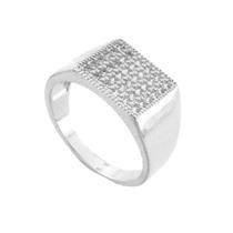 Anel Quadrado Largo Cravejado Banhado a Prata Anel Quadrado Largo Cravejado Banhado a Prata
