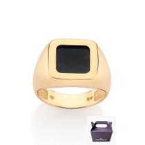 Anel Quadrado Masculino Banhado A Ouro 18k 513489 Rommanel