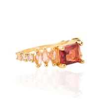 Anel quadrado princesa banhado a ouro 18k