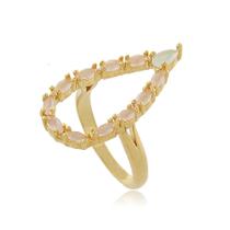 Anel Quartzo Rosa Gota Vazada