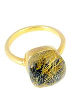 Anel Quartzo Rutilado Negro Quadrado Facetas Tam 18 Anel Quartzo Rutilado Negro Quadrado Facetas Tam 18