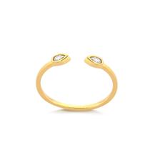 Anel Radhau Aberto Com Pedra Cristal Folheado A Ouro 18k