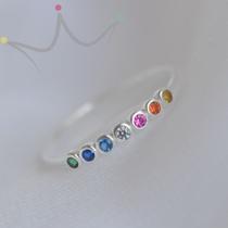 Anel Rainbow Meia aliança Bolinhas Coloridas - Prata