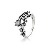 Anel Ramo de folhas com ponto de Luz Prata de Bali 925 Anel Ramo de folhas com ponto de Luz Prata de Bali 925