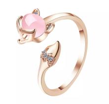 Anel Raposa Dourado Rose Gold Strass Delicado Detalhes Pedra