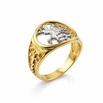 Anel Redondo Bicolor em Ouro 18k São Jorge - Justino Ribas