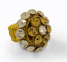 Anel Redondo Com Strass Amarelo